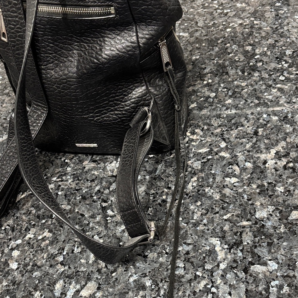 Rebecca Minkoff Julian Black Leather Backpack with Silver Accents - Picture 4 of 9